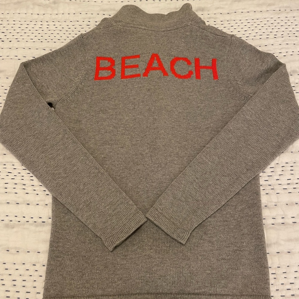 Grey “BEACH” Quarter Zip from Pink Pineapple Shop